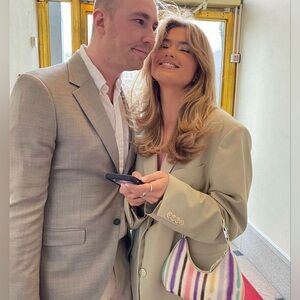 matilda Djerf (as seen on) BY FAR Baby Amber - Ivory Spray Paint Leather Bag